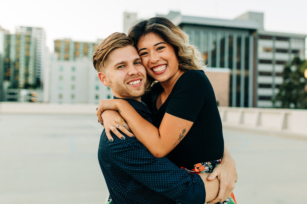 Couple holding each other and smiling
